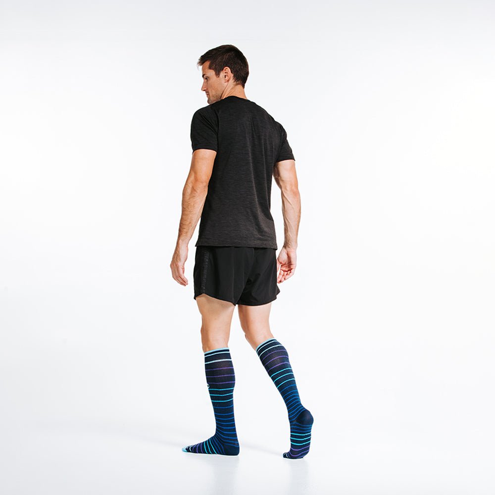 Pro Compression Marathon Socks, Navy Blue Lines